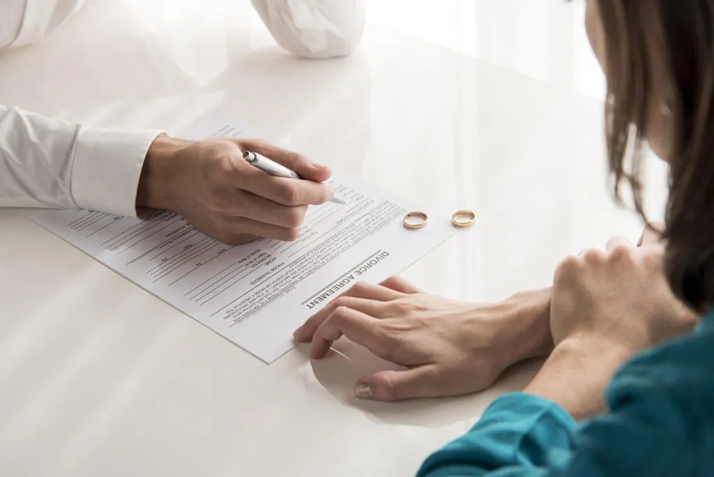 An image of a close up image of a couple divorcing