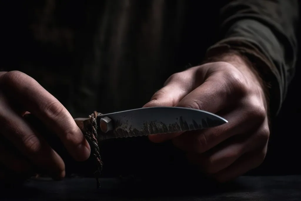 A man holding a knife in his hand